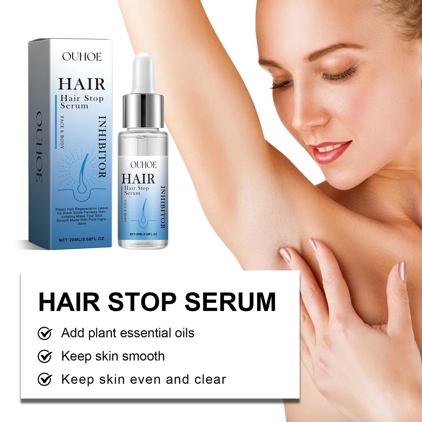Permanent Hair Inhibiting Serum Stop Hair Growth Body Underarm Legs Arm Moisturize Wh-Itening Powerful Painless Depilatory Serum